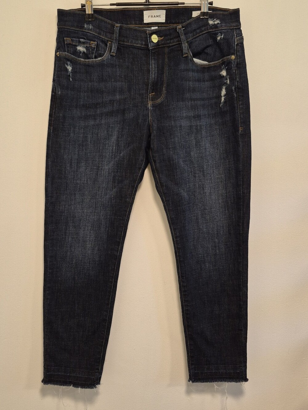 Frame Le Garcon Crop Jeans Released Hem Covant Dark Blue Straight Ankle Sz 28 - Picture 4 of 14